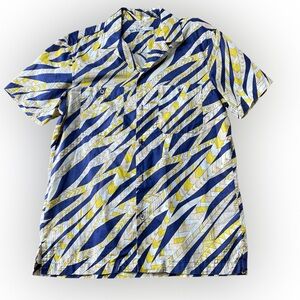 Mr. Turk Slim Jim abstract print Short-Sleeve Button Down Shirt M Midcentury Mod